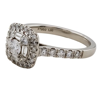 Platinum Diamond 1.00ct Cluster Ring size N